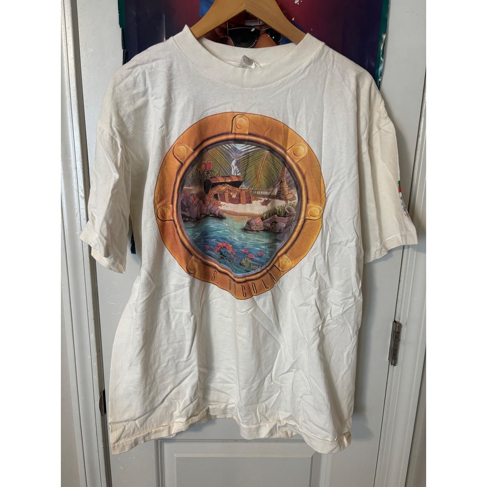 Vintage 90s 7UP S.S. Uncola T Shirt 1991 Double Sided Porthole Graphic White L